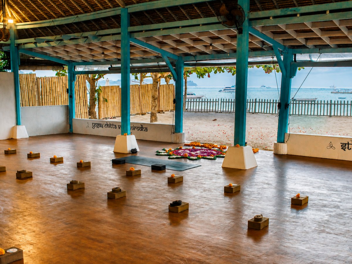 All Yoga Training open-air beachfront yoga shala in Jungut Batu, Nusa Lembongan, Bali